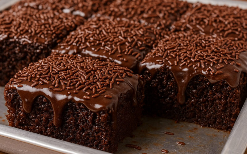 Bolo de chocolate com cobertura de brigadeiro